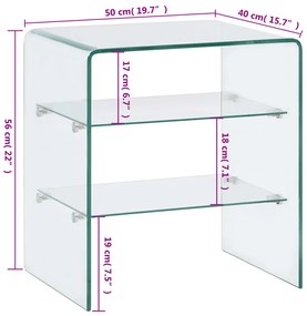 Tavolino da caffè 50x40x56 cm in vetro temperato