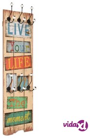 vidaXL Appendiabiti da Parete con 6 Ganci LIVE LIFE 120x40 cm