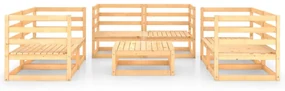 Set divani da giardino 7 pz in legno massello di pino
