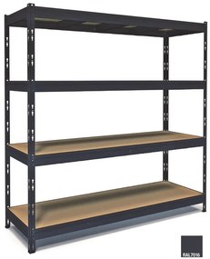 Scaffale in kit 4 ripiani L 180 x P 60 x H 180 cm grigio, portata per ripiano 300 kg