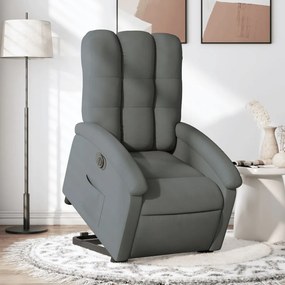 Poltrona Alzapersona Reclinabile Elettrica Grigio Scuro Tessuto /