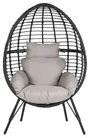 Poltrona da giardino DKD Home Decor 90 x 65 x 151 cm Nero Grigio Metallo rattan sintetico