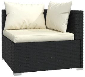 Set Salotto da Giardino 9 pz con Cuscini in Polyrattan Nero