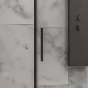 Kamalu - porta doccia 100 cm colore nero vetro 6mm altezza 200h | kla4000n