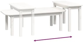 Set Tavolini da Salotto 2 pz Bianco in Legno Massello di Pino