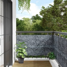 Paravento Da Balcone Con Aspetto Pietra Grigio 400x75 Cm Pvc /