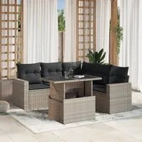 Set Divano da Giardino 6pz con Cuscini Grigio Chiaro Polyrattan 3267272