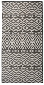 Tappeto Da Esterni A Tessitura Piatta 100x200 Cm Strisce Nere /