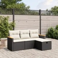 Set Divani da Giardino 4 pz con Cuscini Nero in Polyrattan 3265270