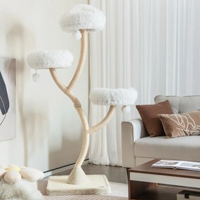 Costway Albero per gatti alto 178cm con telaio in metallo pali e tavoletta tiragraffi in sisal, Torre per gatti 2 Colori