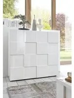 Credenza Moderna, Madia di Design, 2 ante Alta, Bianco Lucido, ZLCMS-MD2ABI