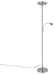 Lampada da terra moderna in acciaio con LED e braccio di lettura - Chala