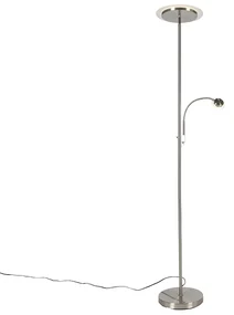 Lampada da terra moderna in acciaio con LED e braccio di lettura - Chala
