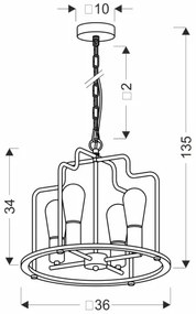 Lampadario a catena DATUS 4xE27/40W/230V nero/marrone