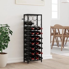 Portavini Da 27 Bottiglie Nero 34x18x100cm İn Ferro Battuto /