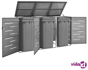 vidaXL Copribidone per Spazzatura Triplo 207x77,5x112,5cm Acciaio Inox