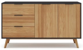 Cassettiera bassa in pino nero/naturale 140x81 cm Lavis - Marckeric