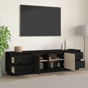Mobile porta tv nera 176x37x47,5 cm in legno massello di pino
