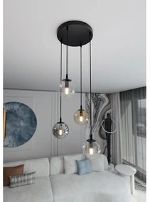 Lampadario a sospensione con filo COSMO 4xE14/10W/230V diametro 40 cm nero/grigio/beige/limpido