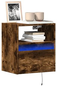 Mobile Tv A Parete Con Luci Led Rovere Fumo 41x31x45 Cm /