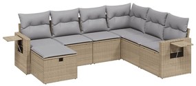 Set Divano da Giardino 7 pz con Cuscini Beige Misto Polyrattan