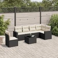 Set Divani da Giardino con Cuscini 7pz Nero Polyrattan 3251373