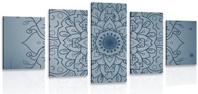 Quadri 5 pezzi – Fiore di Mandala blu scuro