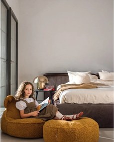 Pouf a sacco per bambini marrone con rivestimento in bouclé Round – Wigiwama