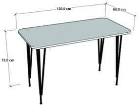 Tavolo Da Cucina Stile Industrial 120x60x73 Gambe A Piramide Pyra Rovere