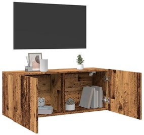 Mobile Tv A Parete Legno Antico 100x30x41 Cm /