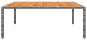 Tavolo Giardino 200x150x75 cm Massello Acacia Polyrattan Grigio