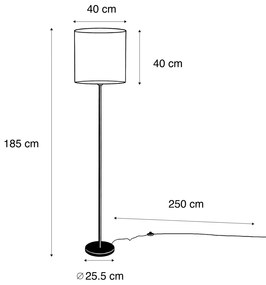 Lampada da terra ottone con paralume in velluto motivo foglia interno oro - Simplo