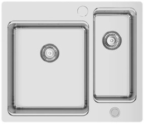 Lavello semincasso 2 vasche RODI Una Reverse 60 inox L 50.5 x L 59 x P 20 cm argento