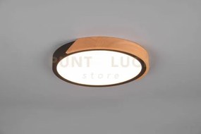 Jano plafoniera led 20w 2400lm, 3000k rotonda bordo nero e legno na...