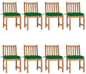 Sedie da giardino con cuscini 8 pz in legno massello di teak