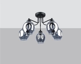 Plafoniera nera con paralume in vetro 59x59 cm Garten – Sollux