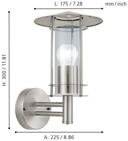 Eglo 30184 - Lampada da esterno LISIO 1xE27/60W/230V