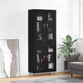 Credenza Nera 69,5x34x180 Cm İn Legno Multistrato /