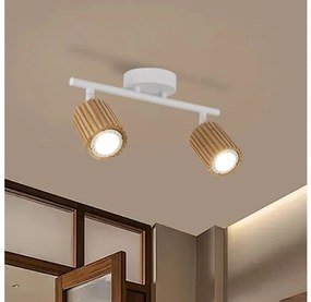 Brilagi - Faretto MODERN WOOD 2xGU10/8W/230V in legno di caucciù/bianco
