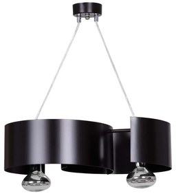 Lampadario Moderno 2 Luci Houyi In Acciao Nero E Cromo
