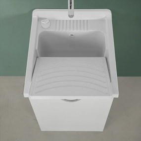Mobile lavatoio 47x50cm salvaspazio in legno bianco 1 anta linea Pilar