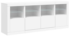 Credenza con luci led bianca 163x37x67 cm