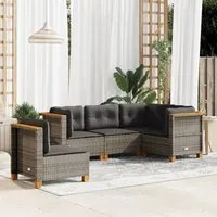 Set Divano da Giardino 5 pz con Cuscini Grigio in Polyrattan 3261834