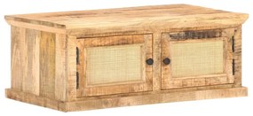Tavolino Da Salotto 90x50x35 Cm Legno Massello Di Mango E Canna /