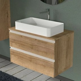 Mobile bagno sospeso 80 cm linea Master rovere miele per lavabi da appoggio
