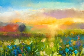 Quadro su tela – Pittura a olio di fiori di campo