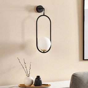 Jupiter Applique Samba, vetro opalino/nero 1 luce