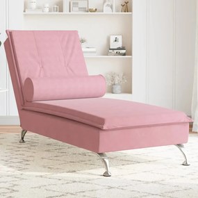 Chaise Longue Massaggi Con Cuscino Rosa İn Velluto /