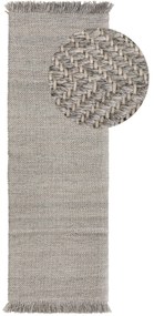 benuta Pure Tappeto passatoia in lana Lars Grigio chiaro 70x200 cm - Tappeto fibra naturale