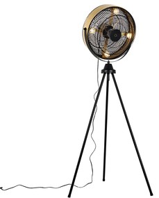 Ventilatore da terra treppiede nero con oro 4 luci - Kim